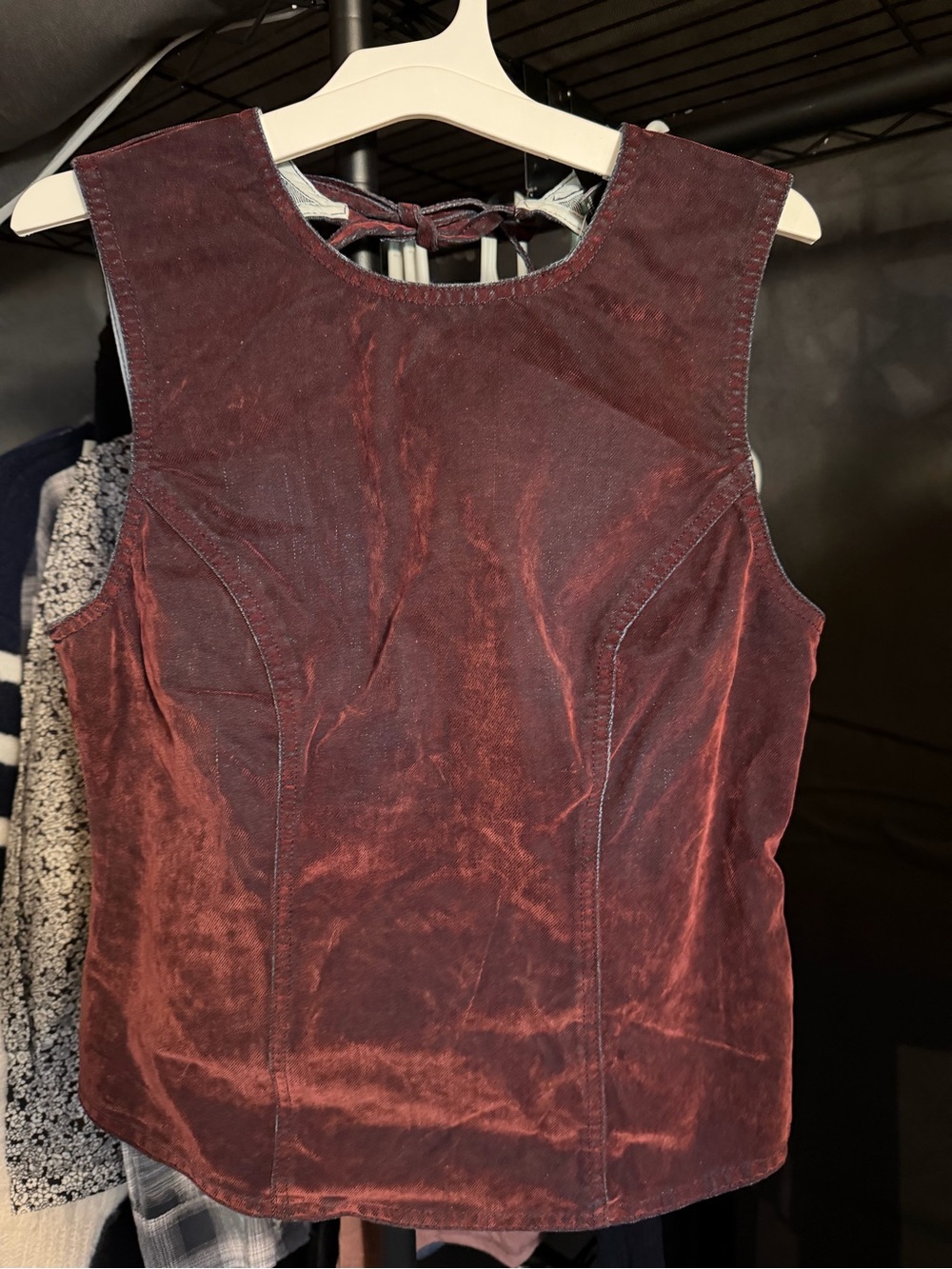 NWT Burgundy Velvet Top Tie back Size Small